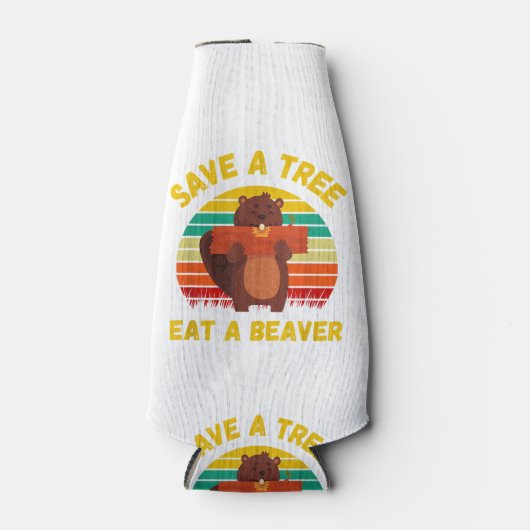 Rafraichisseur De Bouteilles Sauvez un arbre Mangez un castor amusant Pun casto (Devant)