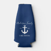 Rafraichisseur De Bouteilles Script élégant Ancre nautique Lake House Blue (Devant)