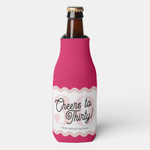 Rafraichisseur De Bouteilles Soirée à Trente moderne Wavy Pink 30e anniversaire