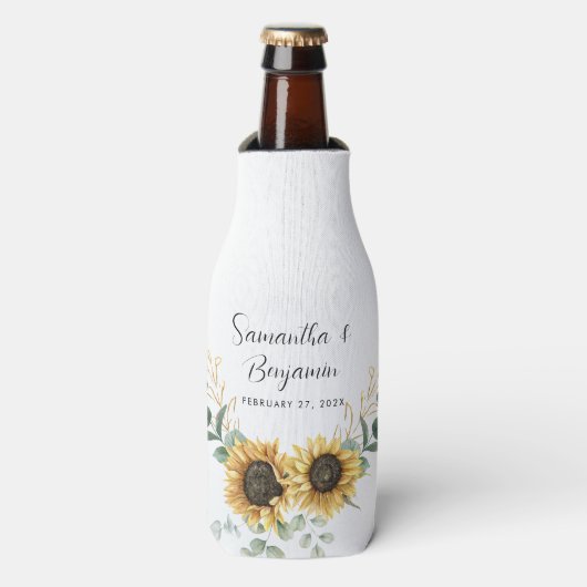 Rafraichisseur De Bouteilles Sunflower Eucalyptus Mariage Faveur (Bottle Devant)
