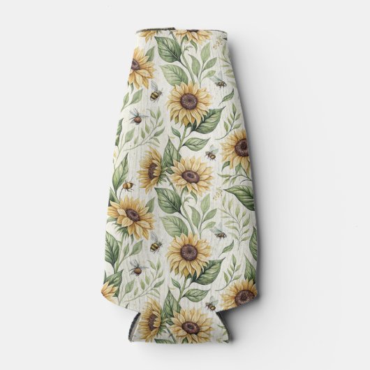 Rafraichisseur De Bouteilles Sunflowers and Bumble Bees Floral (Devant)