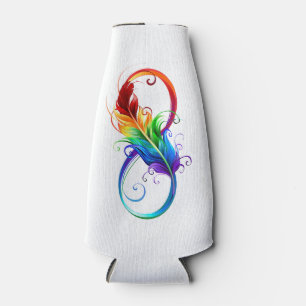 Rafraichisseur De Bouteilles Symbole d'infini avec plume arc-en-ciel