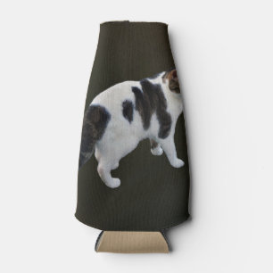 Rafraichisseur De Bouteilles Tabby Blanc Avec Patches Sombres
