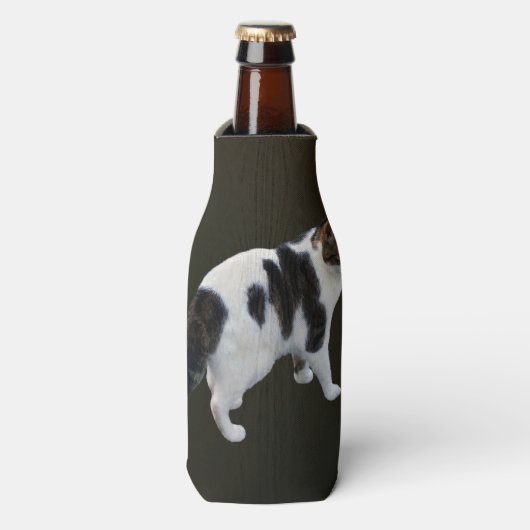 Rafraichisseur De Bouteilles Tabby Blanc Avec Patches Sombres (Bottle Devant)