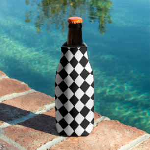 Rafraichisseur De Bouteilles Tableau de bord noir et blanc À damiers Drapeau