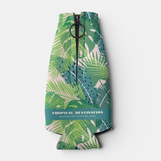 Rafraichisseur De Bouteilles Texte personnalisé du Motif Palm Leaf Abstrait (Dos)