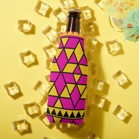Rafraichisseur De Bouteilles Triangles rose et jaune Motif (Été in situ)