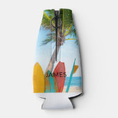 Rafraichisseur De Bouteilles Tropical Surfboard Beach Nom personnalisé (Dos)