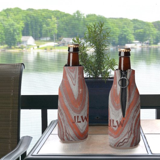 Rafraichisseur De Bouteilles Vagues minérales Terre rouge et gris