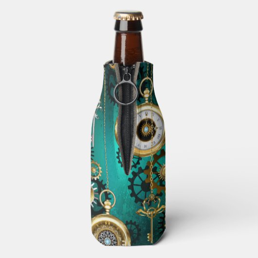 Rafraichisseur De Bouteilles Veille bijoux Steampunk sur un Arrière - plan vert (Bouteille Dos)