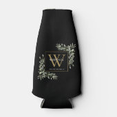 Rafraichisseur De Bouteilles Verdure Or Monogramme élégant Noir moderne (Devant)