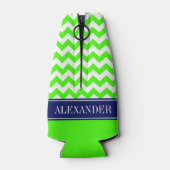Rafraichisseur De Bouteilles Vert Citron Blanc Chevron CB Navy Monogramme (Dos)