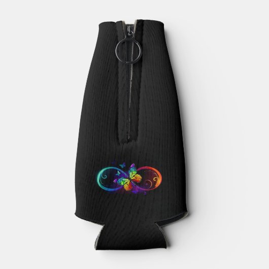 Rafraichisseur De Bouteilles Vibrant infinity with rainbow butterfly on black (Dos)