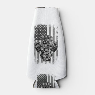 Rafraichisseur De Bouteilles Vieux Véhicule Musclé Piston Drapeau Américain Drô