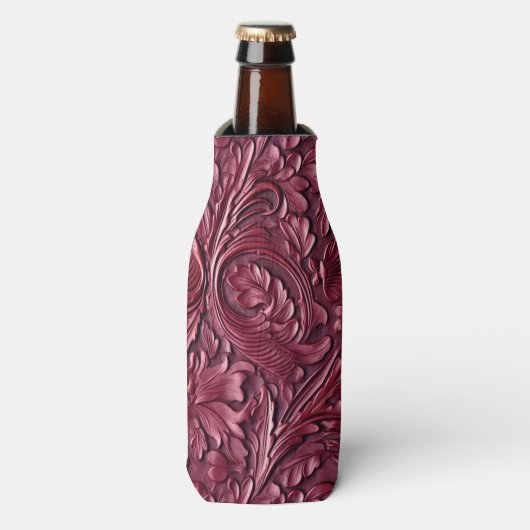 Rafraichisseur De Bouteilles Vintage burgundy carved leather (Bottle Devant)