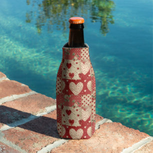 Rafraichisseur De Bouteilles Vintage Shabby Chic Red Patchwork Motif