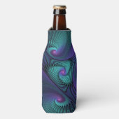 Rafraichisseur De Bouteilles Violet Rencontre Turquoise Moderne Art Fractal Abs (Bottle Devant)