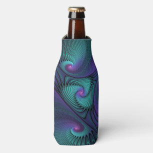 Rafraichisseur De Bouteilles Violet Rencontre Turquoise Moderne Art Fractal Abs