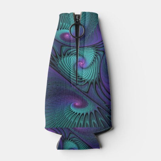 Rafraichisseur De Bouteilles Violet Rencontre Turquoise Moderne Art Fractal Abs (Dos)