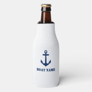 Rafraichisseur De Bouteilles Votre nom de bateau Ancre classique Marine bleu et