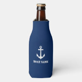 Rafraichisseur De Bouteilles Votre nom de bateau Ancre Marine Bleu (Bottle Devant)