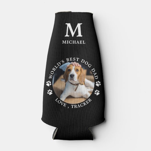 Rafraichisseur De Bouteilles World Best Chien Papa Personnaliser Monogram Photo (Devant)