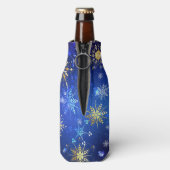 Rafraichisseur De Bouteilles XMAS Blue Background with Golden Snowflakes (Bouteille Dos)