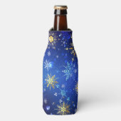 Rafraichisseur De Bouteilles XMAS Blue Background with Golden Snowflakes (Bottle Devant)