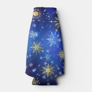 Rafraichisseur De Bouteilles XMAS Blue Background with Golden Snowflakes