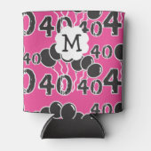 Rafraichisseur De Cannettes 40e anniversaire PINK personnalisé Monogramme NOIR (Devant)