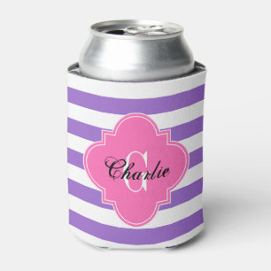 Rafraichisseur De Cannettes Améthyste Violet Horiz Stripe HP Nom Initial Monog