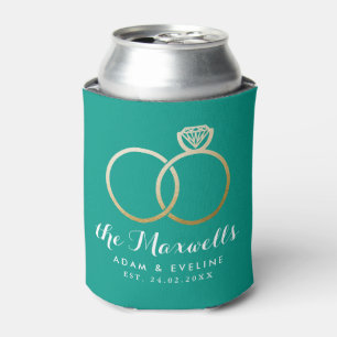 Rafraichisseur De Cannettes Anneaux Mariages d'or Favoriser Turquoise Vert Can