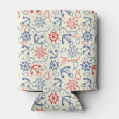 Rafraichisseur De Cannettes Arrière - plan rouge et marine avec ancre (Dos)