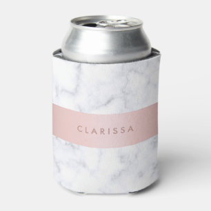Rafraichisseur De Cannettes bande rose de faux d'or de marbre blanc élégant