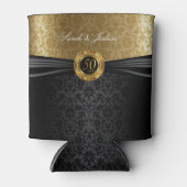 Rafraichisseur De Cannettes Black Satin & Gold Damask - 50e anniversaire (Devant)