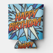 Rafraichisseur De Cannettes BONJOUR D'ANNIVERSAIRE Fun Modern Comic Book Bleu (Devant)