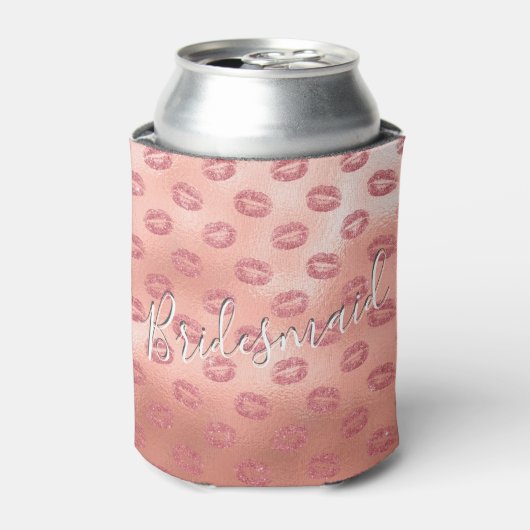 Rafraichisseur De Cannettes Bridesmaid Rose Gold Lips Pink Can Cooler (Can devant)
