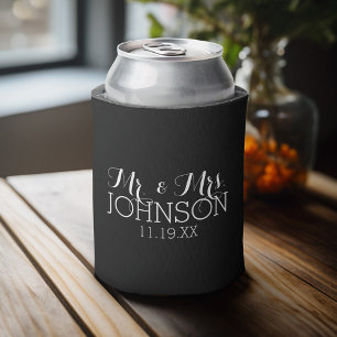 Rafraichisseur De Cannettes Cadeaux de mariage noir uni Mr & Mrs