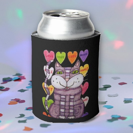 Rafraichisseur De Cannettes Candy Heart Purple Chat Valentine