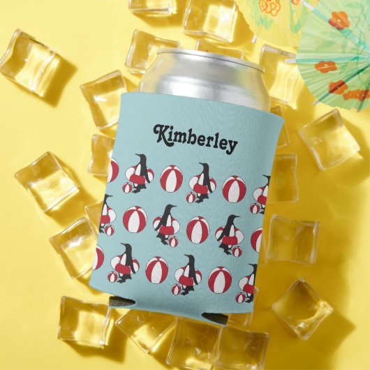 Rafraichisseur De Cannettes Carton bleu clair nage Penguin Nom des enfants (Été in situ)