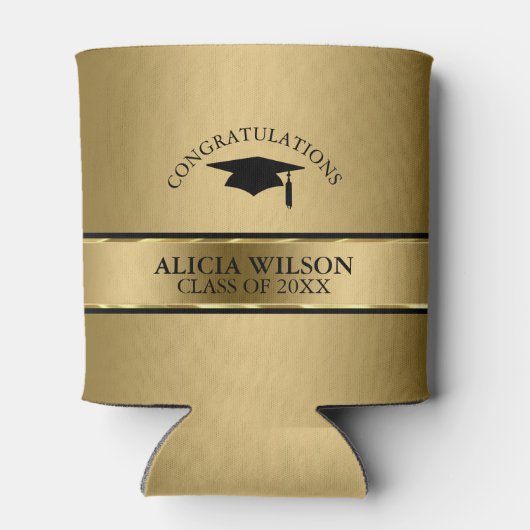 Rafraichisseur De Cannettes Casquette Noir Et Bande D'Or - Graduation (Dos)