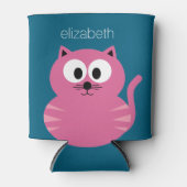 Rafraichisseur De Cannettes Chat gras rose mignon - Arrière - plan bleu (Devant)