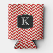 Rafraichisseur De Cannettes Chevrons Red Herringbone Motif avec Monogramme (Devant)