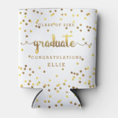 Rafraichisseur De Cannettes Chic Faux Gold Foil Confetti Diplômé (Devant)