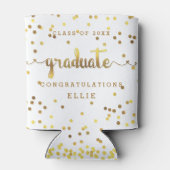 Rafraichisseur De Cannettes Chic Faux Gold Foil Confetti Diplômé (Dos)
