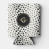 Rafraichisseur De Cannettes Chic noir blanc cheetah imprimer motif monogramme (Devant)