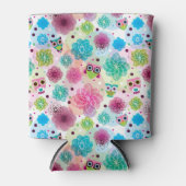 Rafraichisseur De Cannettes Chouette fleur mignonne arrière - plan motif (Devant)