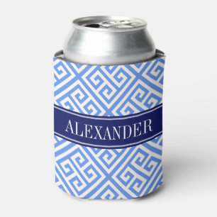 Rafraichisseur De Cannettes Clé grecque diagonale blanche et bleu barbeau N Mo