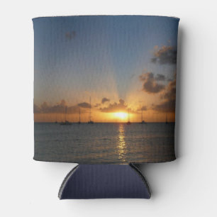 Rafraichisseur De Cannettes Coucher de soleil avec voiliers Paysage tropical P