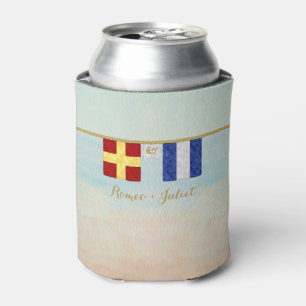 Rafraichisseur De Cannettes Couples Monogramme Signal Maritime Drapeaux Aquare